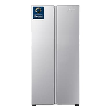 Fridgemaster MS83430ES Freestanding Slim American Side by side Door Fridge Freezer 441L, Total No Frost, Inverter compressor, Silver, 83.2x178.0cm, Energy Rating E