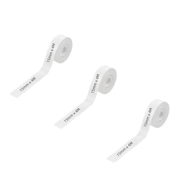 LaluluTek 15mmx4m Waterproof Label Maker Tape - Self-Adhesive Labels for DIY Marking of Name, Price, Shelf Life & Classification. Compatible with Qutie/H11 Printer (3pcs, 15mmx4m)