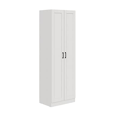 Panana Wooden Storage Cabinet, Freestanding Tall Kitchen Cupboard Sideboard Organizer Unit With 2 Doors & Adjustable Shelves, High Utility Cabinet for Living Room, Bedroom, Kitchen and Hallway (White)