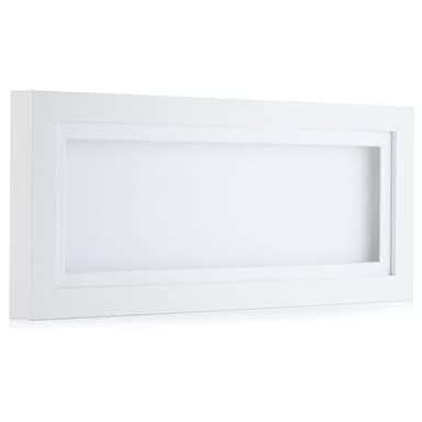 White 3D 1" Cube Range Deep Box Shadow Frame Memory Box Display Panoramic-16x6"-White Mount