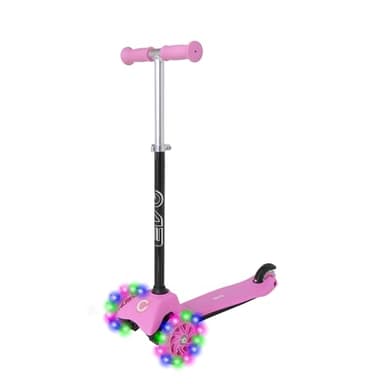 EVO Light-Up Mini Cruiser Pink & Black Scooter | 3-Wheeled Kids' Scooter with Light-Up Wheels | Adjustable Height Push Scooter for Toddlers & Children | Balance Kick Scooter for Ages 2-7