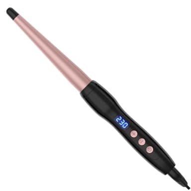 Curling Wand, 19-32 mm Tapered Curling Iron, Tourmaline Ceramic Curling Wand for Long Hair, Hair Curler Wand with LCD, Temperatures 100-230 ℃, Dual Voltage
