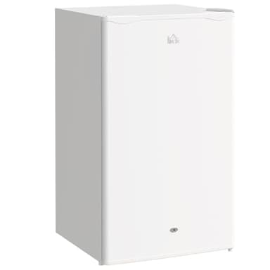 HOMCOM 91 Litre Freestanding Under Counter Fridge Freezer with Lock, Small Fridge with Chiller Box, Adjustable Thermostat, 47.5cm Wide, White