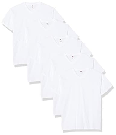 Fruit of the Loom Men's Original V-Neck Tee, 5 Pack T-Shirt, White (White 30), X-Large (Size:XL) (Pack of 5)