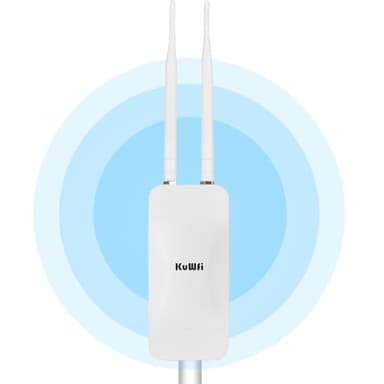 KuWFi AC1200 MU-MIMO Outdoor WiFi Extender,IP65 Dual Band 2.4GHz+5GHz, Outdoor Wireless Access Point with PoE Powered, Outdoor Access Point Support Cloud Service/AP Mode,Wall/Celling Mount,for Garden