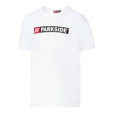 Men's Parkside T-Shirt | Official Novelty Lidl Tool Brand Parkside Tee | Crew Neck Fitted Shirt | Look and Feel Like Arnold Schwarzenegger (UK, Alpha, L, Regular, Regular, White)
