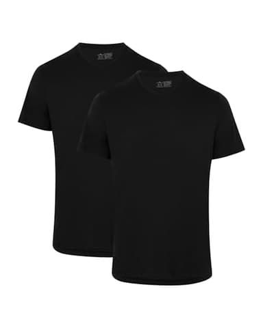 DANISH ENDURANCE Men's T-Shirts, Organic Cotton T-Shirts for Men, Multipack, V-Neck, Short Sleeve, Premium Soft Blend, 2-Pack - Jet Black, M