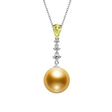 Necklaces for Women Jewelry, Pearl Pendant Necklace with Gold with 0.75Carat VS1-VS2 Good Cut Pearl Gemstone 18K Luxurious Ladies Necklace Gift
