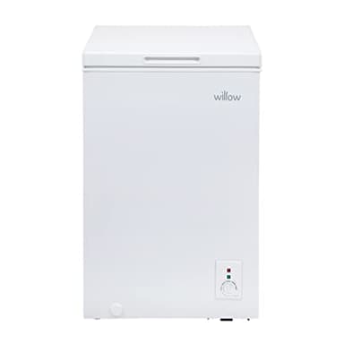Willow W99CFW Freestanding 99L Chest Freezer with Removable Storage Basket, Suitable for Outbuildings and Garages, 4* Freezer Rating - White