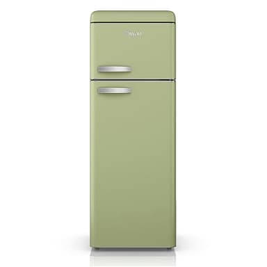 SWAN SR11010GNE Retro Free Standing Top Mounted 70/30 Split Fridge Freezer with Energy Class E, 3 Adjustable Shelves, Fast Freeze, Green