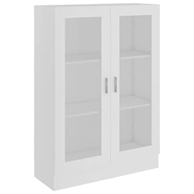 Natulvd Bookcases with 2 Glass Doors, Book Cabinet Display Storage Shelving Unit, Storage Rack File Cabinet for Living Room Bedroom Office - White - 115 cm H