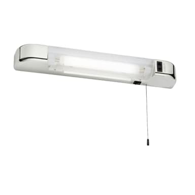 firstchoicelighting Bathroom LED Shaver Light, Modern White Design, Pull Cord On Off Switch, Dual Voltage, Includes LED S15 Bulb