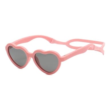 Mxlfdc Heart Shaped Sunglasses, Pink Frame, Infant Sunglasses 0-24 Months, Polarized, Suitable for Unisex Babies