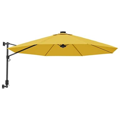 vidaXL Wall-mounted Garden Parasol - UV Protective and Anti-Fade Polyester Canopy, Yellow, Tilt Adjustable, Powder-coated Aluminium Pole, 48 mm Diameter, 290 x 114 cm