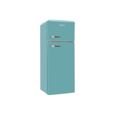 Amica FDR2213DB Freestanding 70/30 Fridge Freezer with Top Mount Freezer, 206L total capacity, 144cm high, 55cm wide, Blue Retro with Chrome Handles
