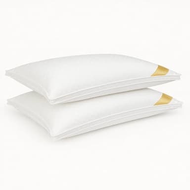 LuxBedCo Luxury Bamboo Pillow Pack of 2 - Luxury Soft Bed Pillow with 100% Bamboo Fibre Filling & Cotton Casing - Head & Neck Support - Cooling in the Summer, Warming in the Winter