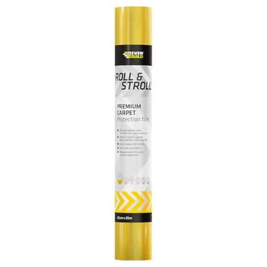 Everbuild Roll & Stroll Premium Carpet Protector – Self-Adhesive – Easy To Roll – Totally Waterproof – Yellow – 600mm x 25m