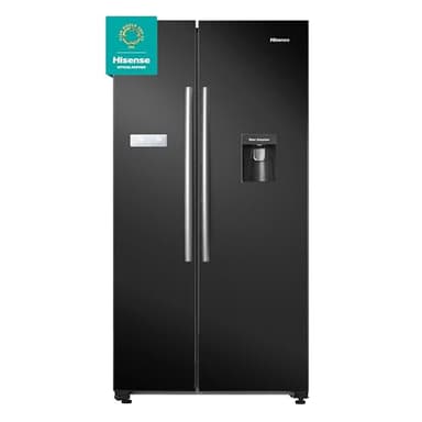 Hisense RS741N4WBE Freestanding American Side by side Door American Fridge Freezer 578 litre, Black, with Non-Plumbed Water Dispenser, Black, 90.8 × 179.3 × 74.3 cm (W×H×D)