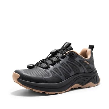 NORTIV 8 Women's Quick Laces Hiking Shoes Lightweight Walking Outdoors Trekking Trails Camping Casual Sneakers,Size 6,Carbon Black,SNHS242W