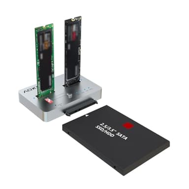 AOKO M.2 Duplicator NVMe to SATA Clone Docking Station with 2.5" /3.5" SATA Adapter Converter for M.2 PCIe NVMe & SATA Drives, Support NVMe and SATA SSD/HDD Mutual Offline Clone