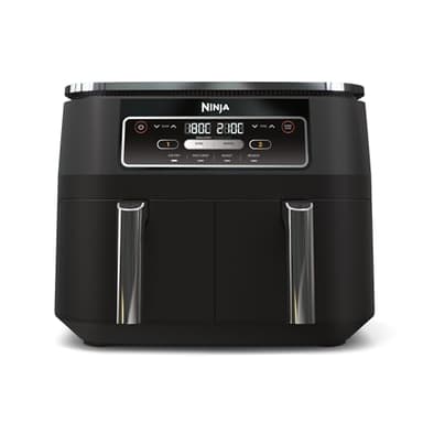 Ninja Foodi Dual Zone Digital Air Fryer, 2 Drawers, 7.6L, 4-in-1, Uses No Oil, Air Fry, Max Crisp, Roast, Reheat, Non-Stick, Dishwasher Safe Baskets and Crisper Plates, Black AF200UK