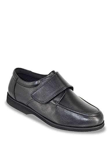 Chums Men's Wide Fit Touch Fasten Leather Shoe Black 10 UK