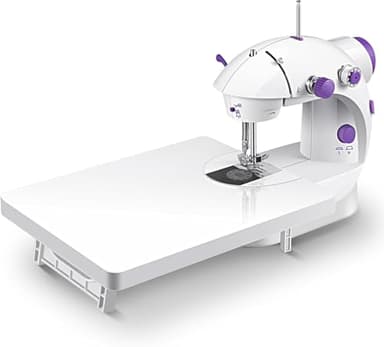 Jack's Classic Portable Sewing Machine with Telescopic Table and Built-in Light, Suitable for Beginners or Professionals, Small, White