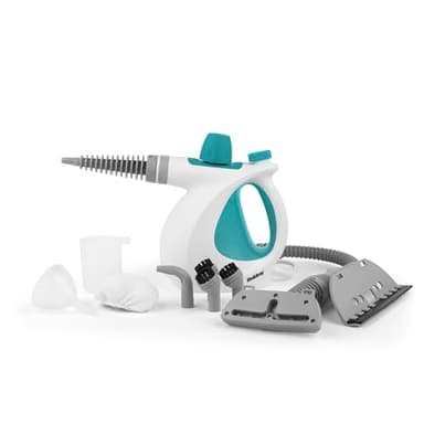 Beldray BEL0701TQN 10-in-1 Handheld Steam Cleaner - Clean, Sanitise & Refresh Surfaces, Tiles, Mirrors & Windows, Chemical Free Cleaning, Includes Nozzles, Brushes, Upholstery Head & Squeegee, 1000W