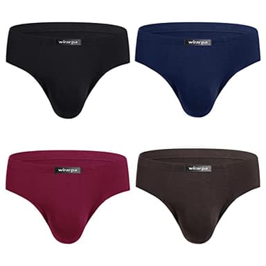 wirarpa Men's Modal Briefs Underwear Super Soft Microfibre Underpants No Front Slips Covered Waistband, Multicolour-4 Pack, L: waist 36inches-38inches, 91-96cm