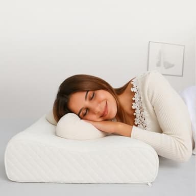 4AS Contour Memory Foam Pillows with Bamboo Cool Max Cover – Cervical Side Sleeper Pillow for Neck and Shoulder Pain Relief – Zipped, Machine Washable Cover – White (60x40x12/10cm)