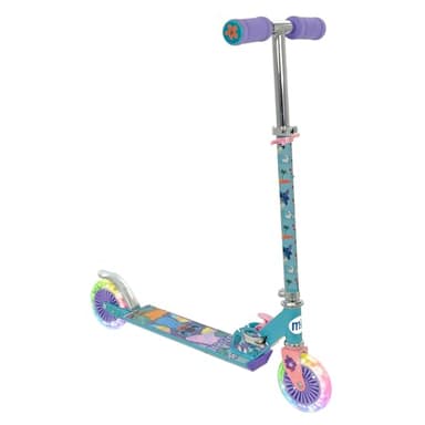 Stitch Kids Scooter for Girls and Boys - Folding Inline 2 Wheel Scooter - Boys Scooter and Girls Scooter - Adjustable Purple Light Up Scooter - Two Wheel Scooter Wheels Light Up - 58x30x80cm