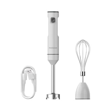 Cordless Variable Speed Hand Blender, POYOCOM Immersion Blender handheld Rechargeable, with Type-C Cable, Egg Whisk, for Smoothies, Milkshakes, Puree Baby Food and Soups – White
