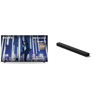 Sony BRAVIA 8 OLED, K65XR80, 65 Inch 4K HDR Google Smart TV (2024) 120Hz, 5 Year Warranty BRAVIA Theatre Bar 8 – Dolby Atmos® single soundbar, 13 speakers 360 Spatial Sound Mapping, HT-A8000