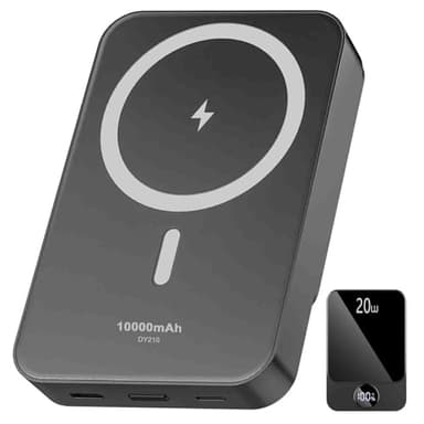 Magnetic Power Bank 10000mAh，20W Fast Charging Portable Charger, Wireless Power Bank with LED Display, Small USB-C Battery Pack with Mag-safe for iPhone 16/15 Plus/Pro/Max,14/13/12 Series,Black