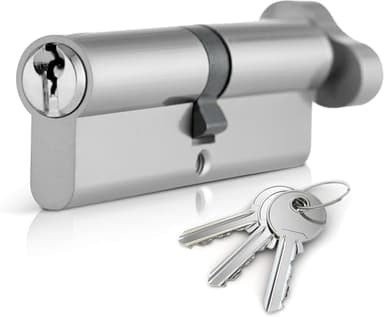 Chrome 45T/45 Thumb Turn Euro Cylinder Lock 90MM Euro Door Barrel Lock with 3 Keys Anti-Bump, Anti-Pick Door Lock High Security for Wooden, UPVC and Composite Doors.
