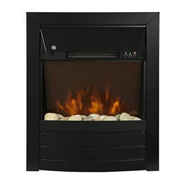 Zanussi ZEFIST1003B 2 KW Black Electric Inset Fire Stove with 2 Heat Settings, Timer and Remote Control, Independent LED Flame Effect, 20-30 m2 Room Size