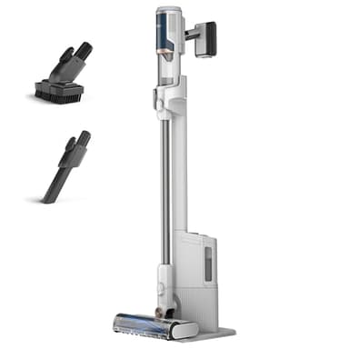Shark Clean and Empty Cordless Vacuum Cleaner with Auto-Empty System, Lightweight Anti Hair Wrap Vacuum with Pet, Crevice Tools, 40 Mins Run-Time, Charging Dock, LED Headlights, White/Blue, BU3521UK