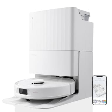 roborock Qrevo S Robot Vacuum Cleaner, 7000Pa Suction, LiDAR & Reactive Tech Avoidance, Multi-functional Station, Auto Mop Washing&Drying, Self-Emptying&Refilling, 10mm Mop Lifting (White)