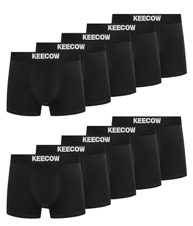 Boxers for Men Underwear 10 Pack Comfortable No Itchy Labels, Soft Cotton Underpants with Elastic Waistband - 10 Pack, Black, XL