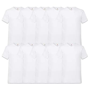 Fruit of the Loom Men's V-Neck Valueweight T-Shirt Pack of 10, White, XX-Large