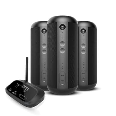 Avantree Harmony 2 - [Bluetooh Version] Advanced Multi-Room Wireless Stereo Speakers System with Bluetooth & Wired Input Options - Each Speaker Doubles as Independent Portable Bluetooth Speaker