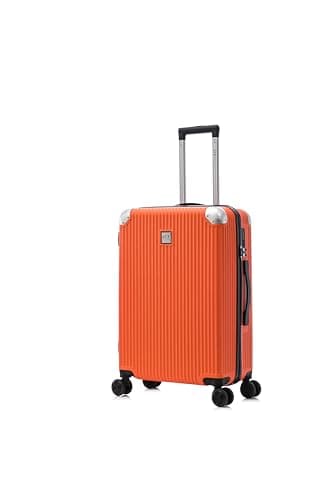 ATX Luggage Medium Suitcase on 4 Dual Spinner Wheels Super Lightweight ABS Hard Shell Hold Check in with Built-in TSA Lock (Orange, 65 Liter)