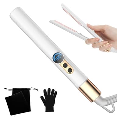 UMIGA Portable Travel Mini Ionic Hair Straightener, 2 in 1 Mini Straighteners with 4 Temperatures, Small Straighteners for Short Hair with LCD Display, 60 Mins Auto Off