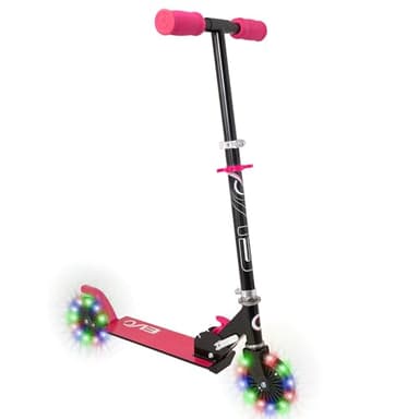 EVO Childrens Light Up Inline Scooter | Kids Push 2 Wheeled Scooter With Adjustable Handle Height | Easy Foldable Kids' Scooter For Boys And Girls| Kick Scooter For Kids Age 5-12
