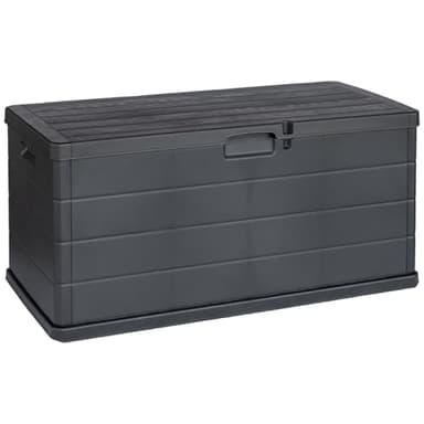 idooka Large Garden Storage Box with Lid 340L - Water Resistant Plastic Lockable - Furniture Cushions/Wellies/Logs/Coal/Garden Tool Grey Deck Box/Garage