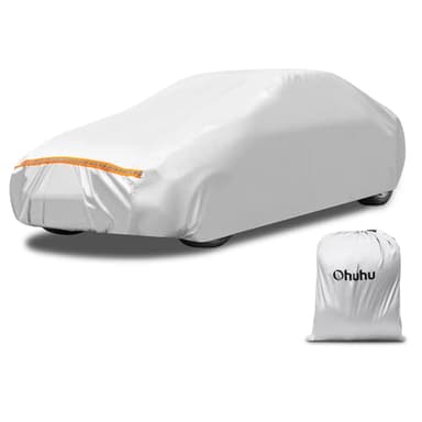 Car Cover, Ohuhu Universal Full Car Covers Outdoor Indoor, All Weather Protection Auto Cover Windproof Snowproof Dustproof Scratch Resistant UV Protection, Fit Sedan (191"-201"/ 485-510cm)