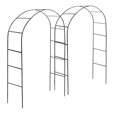 Harbour Housewares Metal Garden Arches Arbour - 2.4M x 1.4M - Black - 2x Large Wide Heavy-Duty Outdoor Climbing Plants Rose Flower Gate Archway Pergola Trellis Support Frame Wedding Decoration