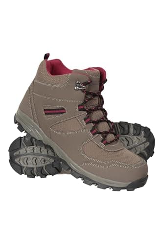 Mountain Warehouse Mcleod Womens Comfortable Boots - Breathable, Durable, Padded & Lightweight Walking Shoes - For Spring Summer, Trekking & Travelling Light Brown Adult Shoe Size 6
