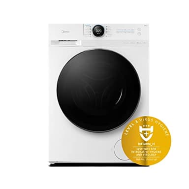 Midea MF20EW80WB Freestanding Washing Machine, BLDC Motor, Bright LED Display Lunar Dial, Steam, Allergy Care, Half-Load, Add Garment, Delay Start, Child Lock, APP Control, 8 kg White