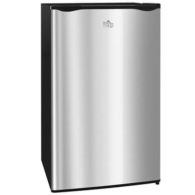 HOMCOM 91 Litre Freestanding Under Counter Fridge Freezer, Small Fridge with Chiller Box, Adjustable Thermostat, 47.5cm Wide, Silver Tone